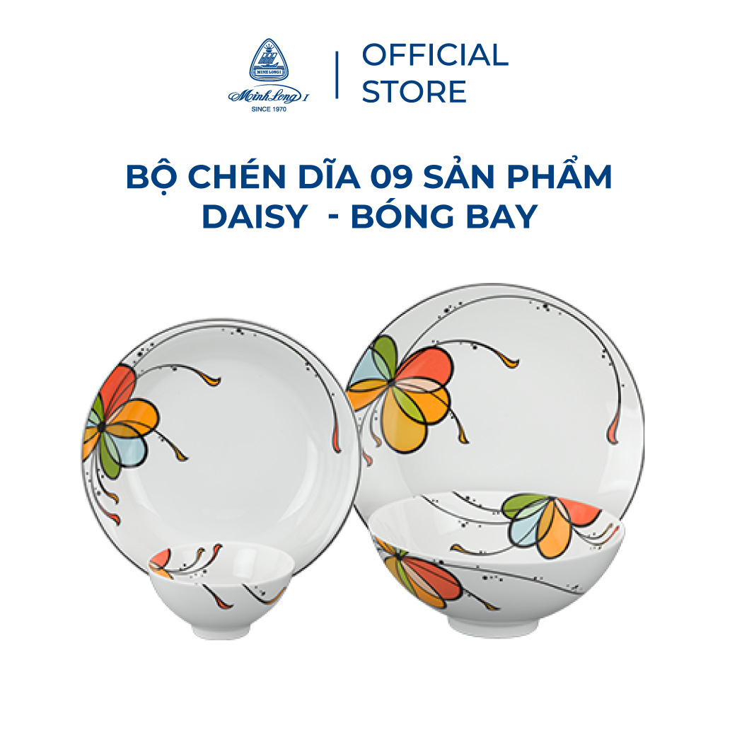 Bộ Chén Dĩa Sứ Minh Long 09 sản phẩm - Daisy - Bóng Bay