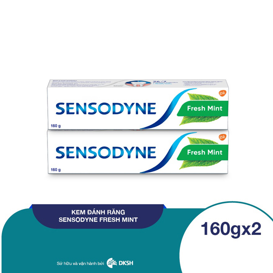 [Bộ 2] Kem Đánh Răng Bạc Hà Sensodyne Freshmint 160g/tuýp