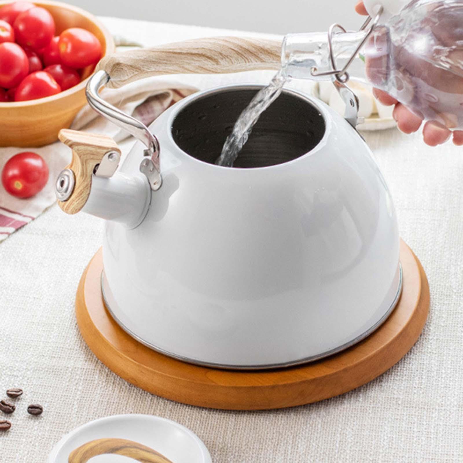 Stainless Steel Stovetop Tea Kettle Wooden Handle Kitchenware Teapot 3L