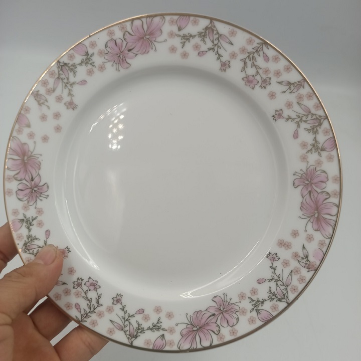 Đĩa bằng hoa nhí đỏ viền vàng Long Phương Cao Cấp