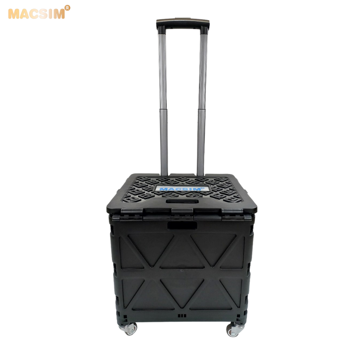Hộp đựng đồ xếp gọn có bánh, tay kéo tiện ích kích thước 51cm x 55cm x 40cm - nhãn hiệu Macsim