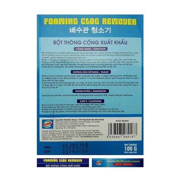 Combo gói bột tẩy vệ sinh lồng máy giặt Hàn Quốc 450g Kèm Bột thông cống Hando 100g xuất khẩu