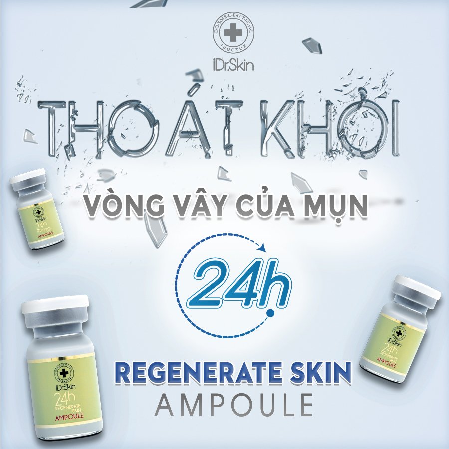 CÔNG NGHỆ TÁI TẠO LÀN DA MỤN 24H REGENNERATE SKIN - COMBO VI TẢO TÁI TẠO LÀN DA MỤN 24H - Thương Hiệu iDr.Skin  (Gồm: 01 lọ Regenerate Skin Powder 1g + 01 lọ Regenerate Skin Solution 10ml + 02 lọ Regenerate Skin Ampoule  8ml). Xuất Xứ Hàn Quốc. Hàng Chính Hãng