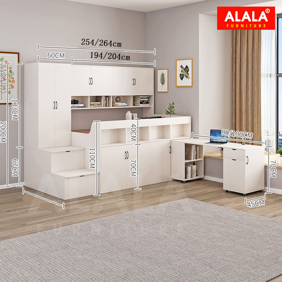 Giường tầng thấp ALALA161 đa năng/ Miễn phí vận chuyển và lắp đặt/ Đổi trả 30 ngày/ Sản phẩm được bảo hành 5 năm từ thương hiệu ALALA/ Chịu lực 700kg