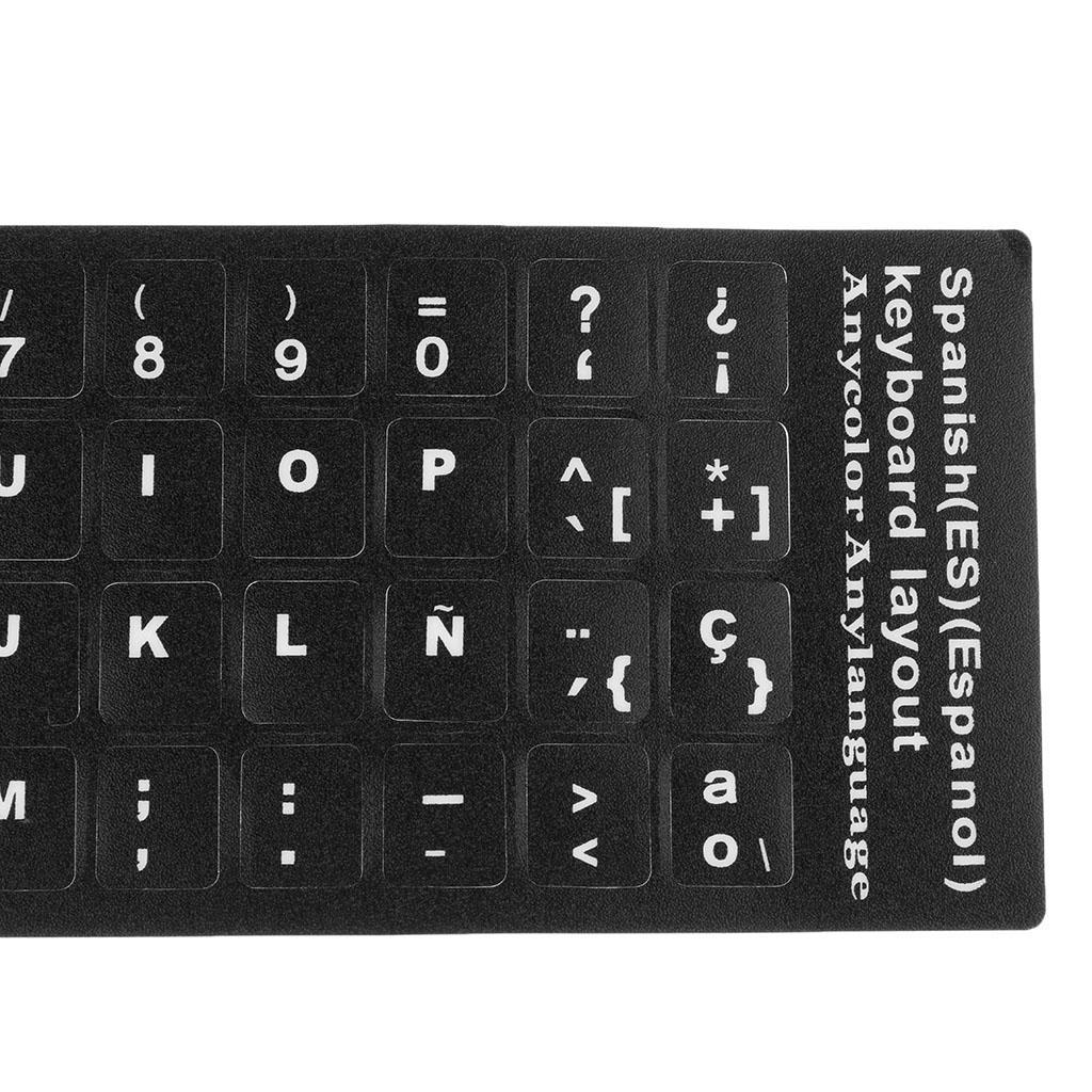 6-7pack Spanish Keyboard White Letters Cover Stickers Universal Black White