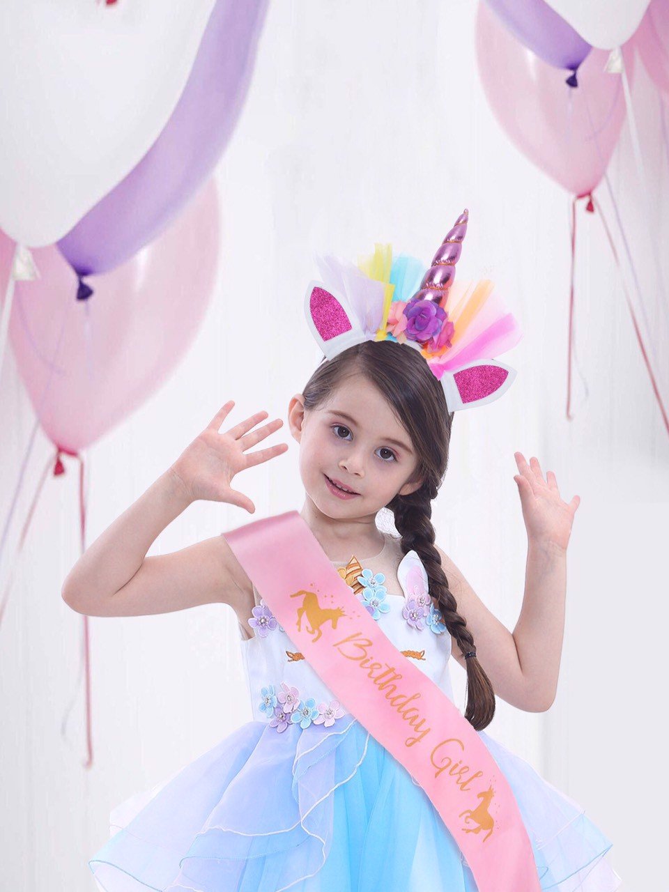 Dây đeo chéo sinh nhật kỳ lân cho bé - Birthday sash unicorn upkp19