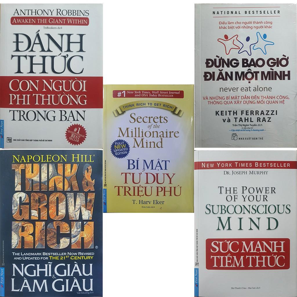 Sách - 5 Cuốn: Sức Mạnh Tiềm Thức + Tư Duy Triệu Phú + Nghĩ Giàu Và Làm Giàu + Con Người Phi Thường + Đi Ăn Một Mình