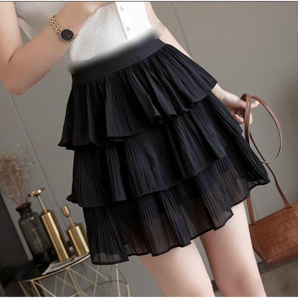 chân váy dập ly 3 tầng