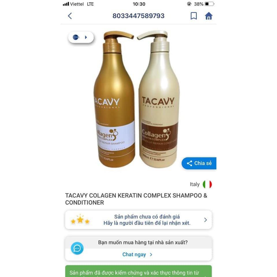 BỘ DẦU GỘI XẢ HẤP Ủ COLAGEN KERATIN TACAVY PHỤC HỒI TÓC HƯ TỔN SIÊU MỀM MƯỢT