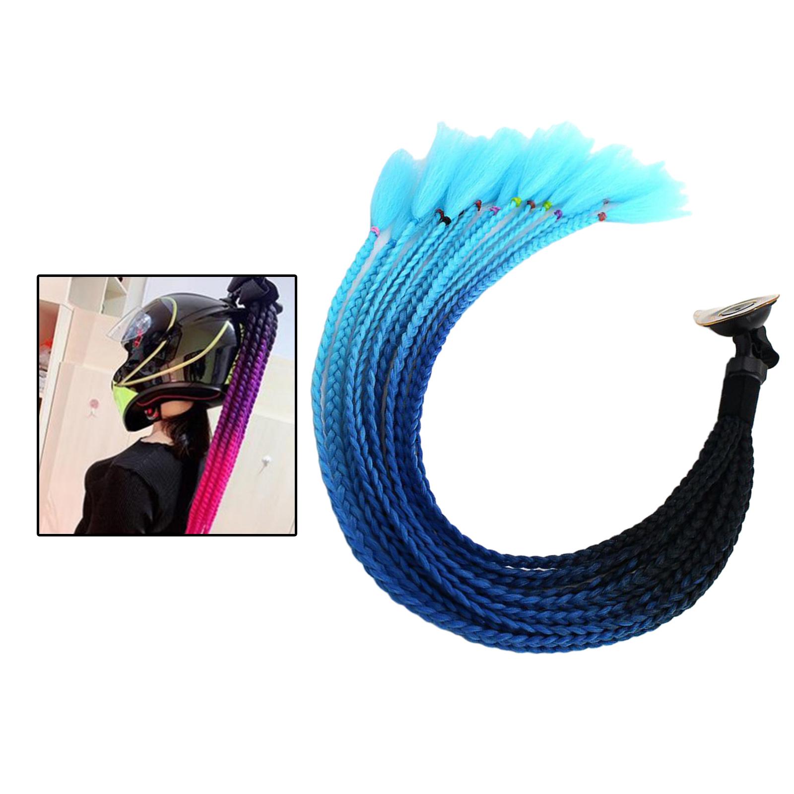 55cm Hair Helmet Pigtail Gradient Ponytail for Motorcycle