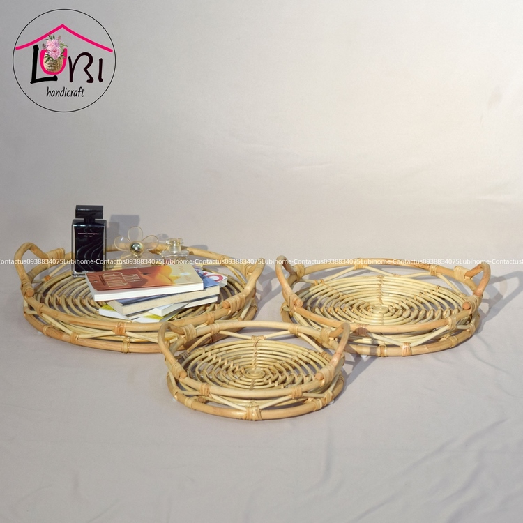 Khay mây tròn đựng đồ - bộ 3 - sang trọng, tinh tế