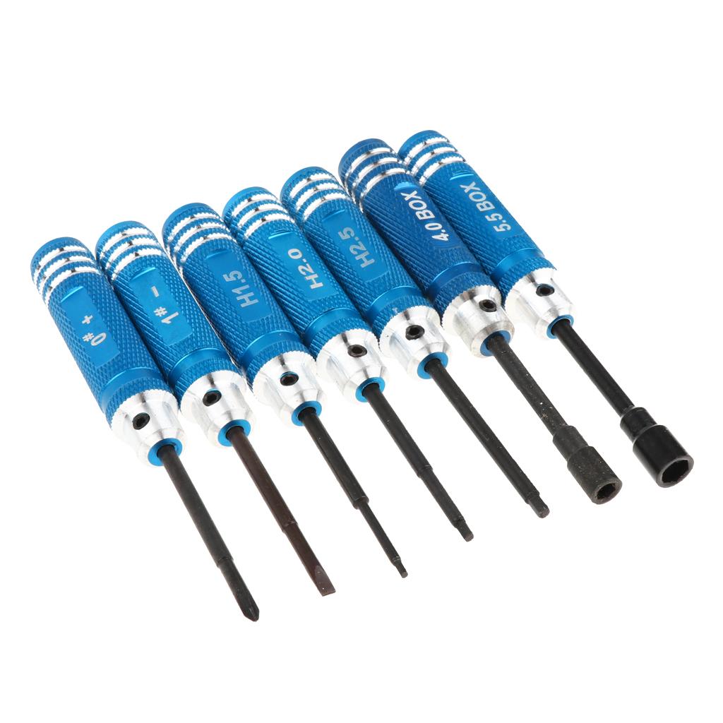 7 Món Thép Không Gỉ Bộ Tua Vít, RC Bộ Dụng Cụ Cho RC Xe Ô Tô Mô Hình Máy Bay Trực Thăng Xanh Dương