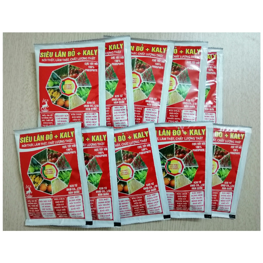 ComBo 10 Gói Siêu Lân Đỏ + Kaly SIÊU RA RỄ, CHỐNG THỐI RỄ, MẬP BÔNG, ĐỀU BÔNG, BÔNG TO, ĐẸP LÁ Gói 22ml