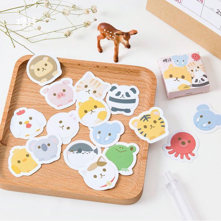 Bộ 46 Sticker Hàn Quốc hình Con Vật dễ thương dán trang trí E10