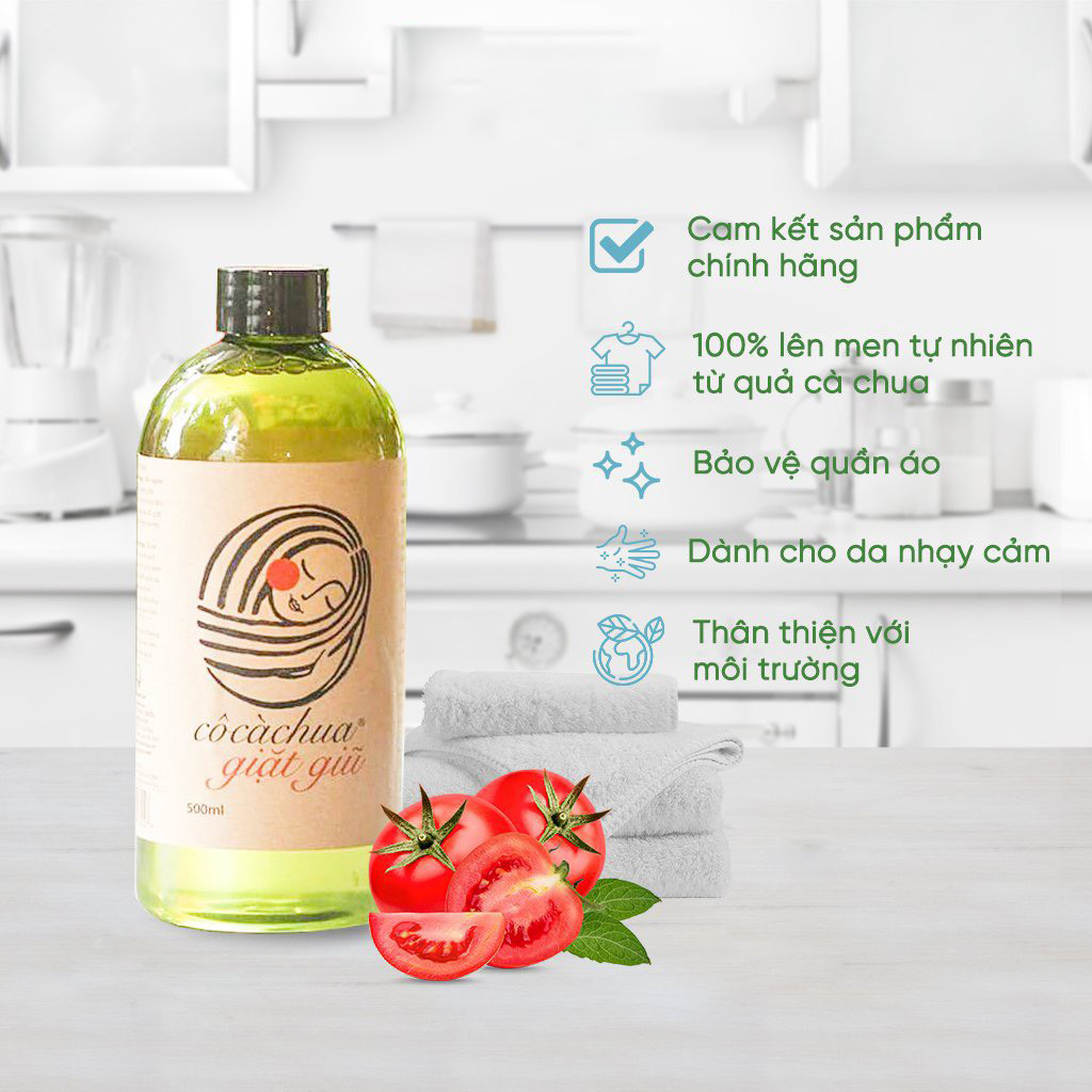 Nước giặt sinh học bảo vệ tay Cô Cà Chua Giặt Giũ 500ml (HSD đến 22/05/2023)