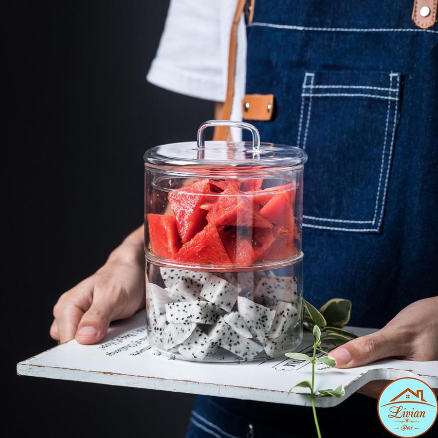 Bát thủy tinh đựng chè � cốc thủy tinh có nắp chịu nhiệt tốt 430ml