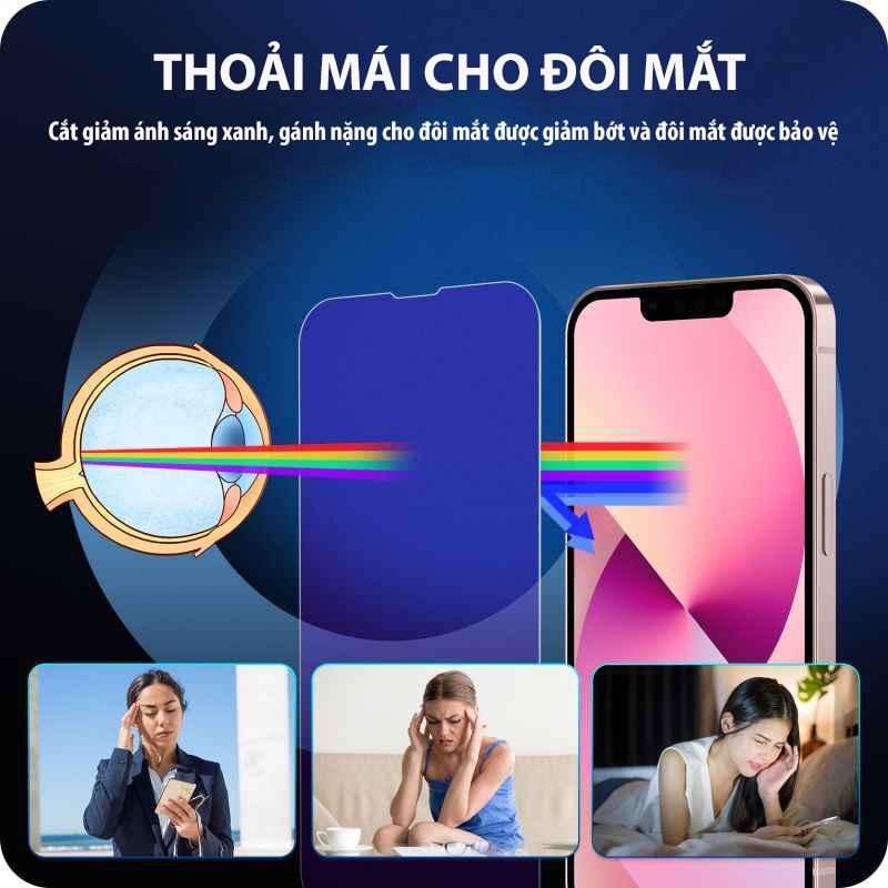 Kính cường lực GAERU Full viền cho iPhone XS 11 12 13 PRO PRO MAX kháng khuẩn cắt ánh sáng xanh bảo vệ mẳt
