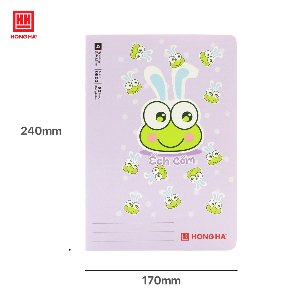 Vở 4 ô ly 80 trang School Ếch Cốm Hồng Hà định lượng 100gsm - 0600