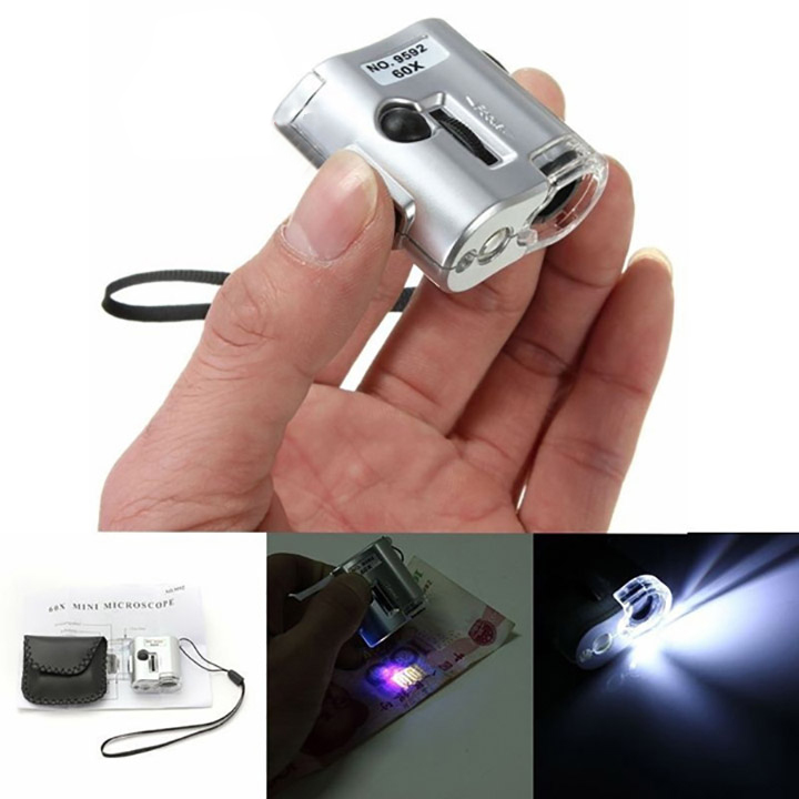 Kính lúp cầm tay có đèn liền 9592 - Tặng kèm đèn led cắm cổng USB mini