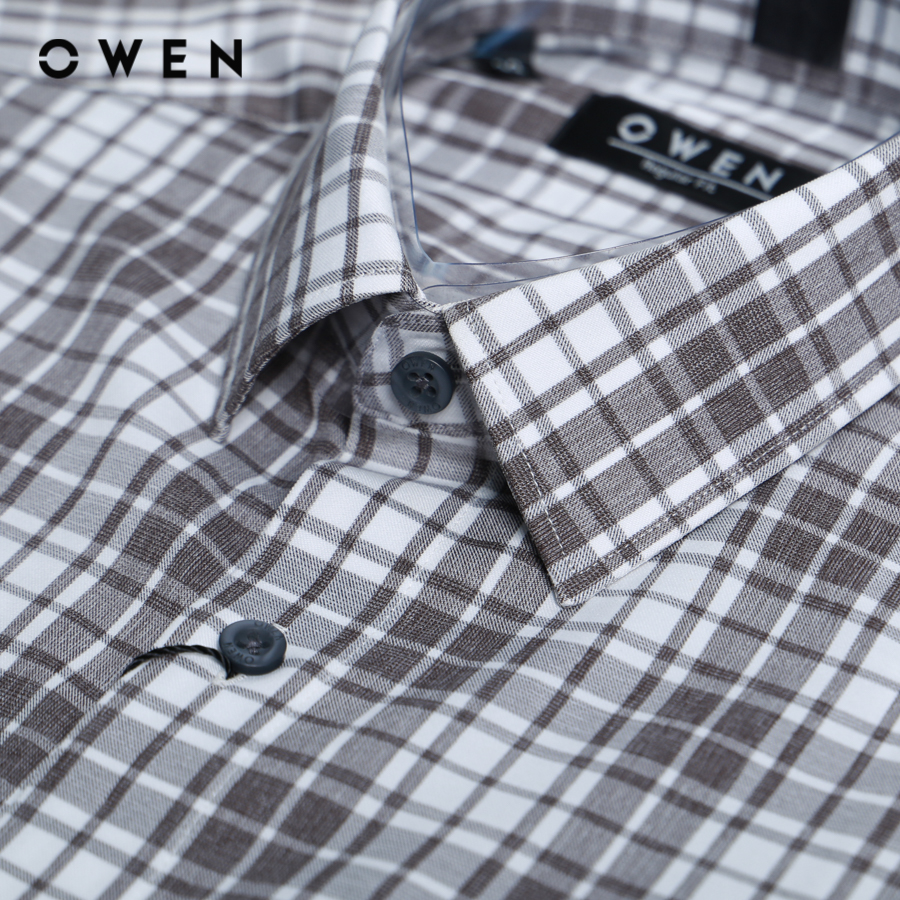 OWEN - Áo sơ mi nam Dài tay form Regular Fit chất liệu Nano kẻ sọc nhỡ có túi - AR20930DT