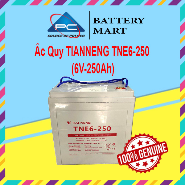 Ắc Quy Thiên Năng Tianneng TNE6-250 (6V - 250Ah),  ắc quy dùng cho xe điện, xe golf, xe chà sàn