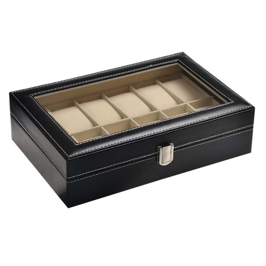 Hộp Đựng Đồng Hồ 12 Ngăn Vỏ Da B176