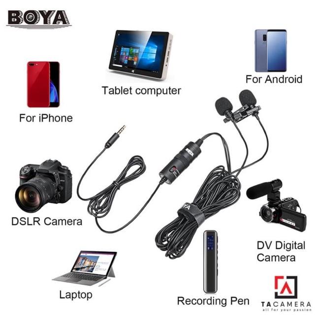Mic Thu Âm Cài Áo Cho 2 Người BOYA BY-M1DM - Hàng Chính Hãng