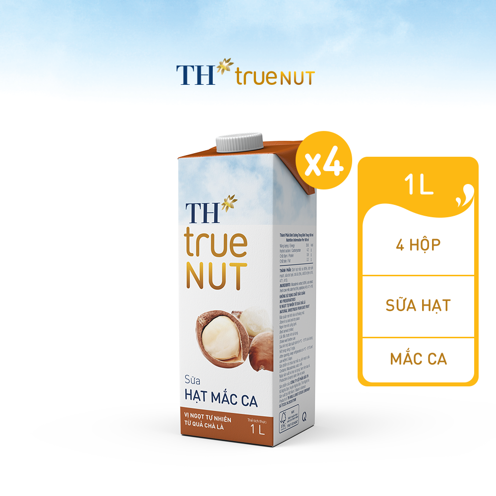 Combo 4 Hộp sữa hạt mắc ca TH True Nut 1L (1L x 4)