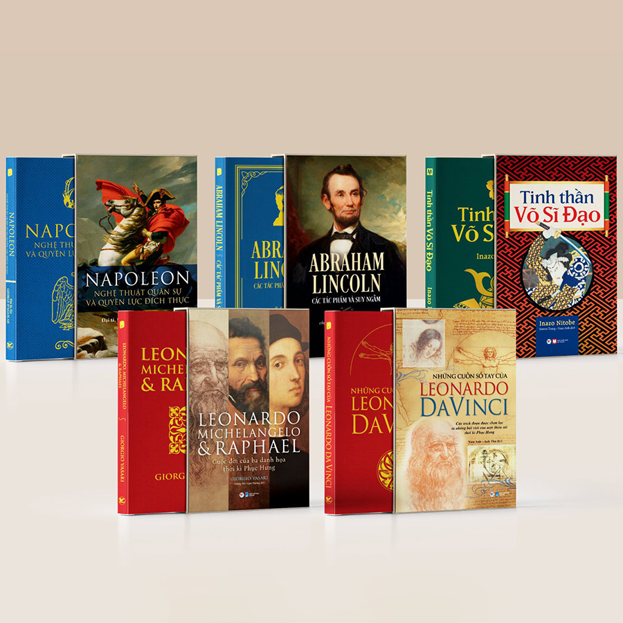 Combo: Bộ Sách Sang Trọng Deluxe Books: Abraham Lincoln - Các Tác Phẩm Và Suy Ngẫm+ Tinh Thần Võ Sĩ Đạo+ Leonardo Michelangelo Và Raphael- Cuộc Đời Ba Danh Họa Thời Kì Phục Hưng+ Napoleon - Nghệ Thuật Quân Sự Và Quyền Lực Đích Thực+ Những Cuốn Sổ Tay Của