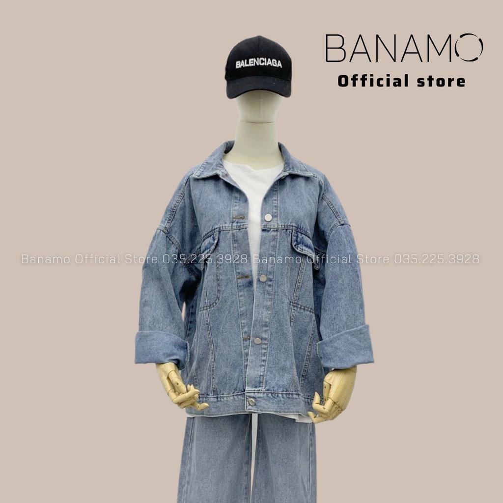 Áo khoác jean UNISEX form rộng nam nữ màu xanh và đen thời trang Banamo Fashion Áo khoác jean 361