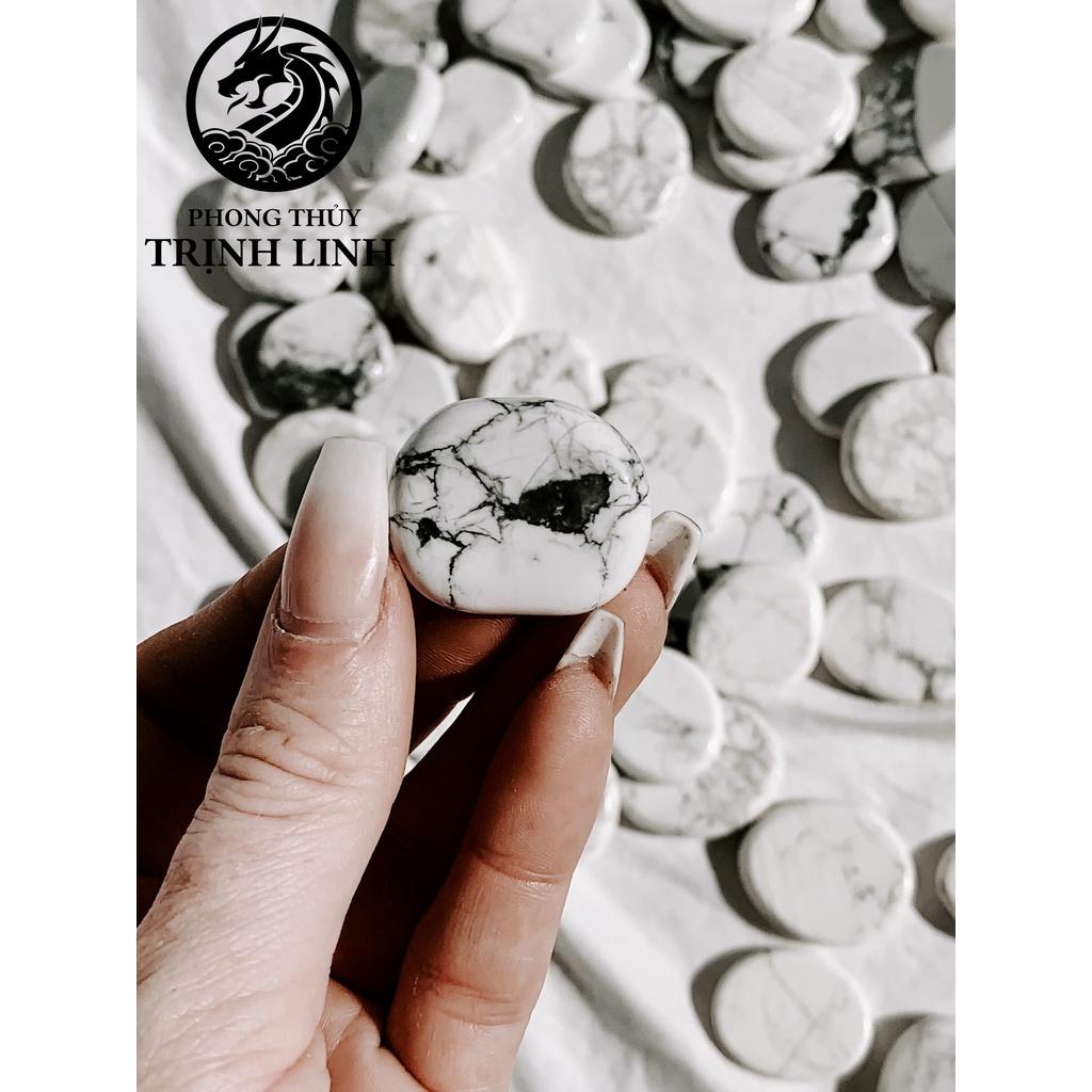 VIÊN ĐÁ BÌNH AN HOWLITE DÙNG TRONG THANH TẨY, THIỀN, YOGA, PHONG THỦY