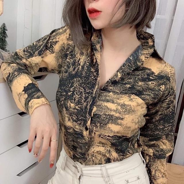 Áo sơ mi lụa loang hot hit cho nữ 40-55kg