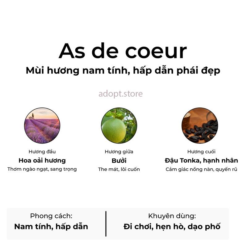 Nước Hoa Nam ADOPT' AS DE COEUR Nam Tính, Hấp Dẫn, Thơm Lâu