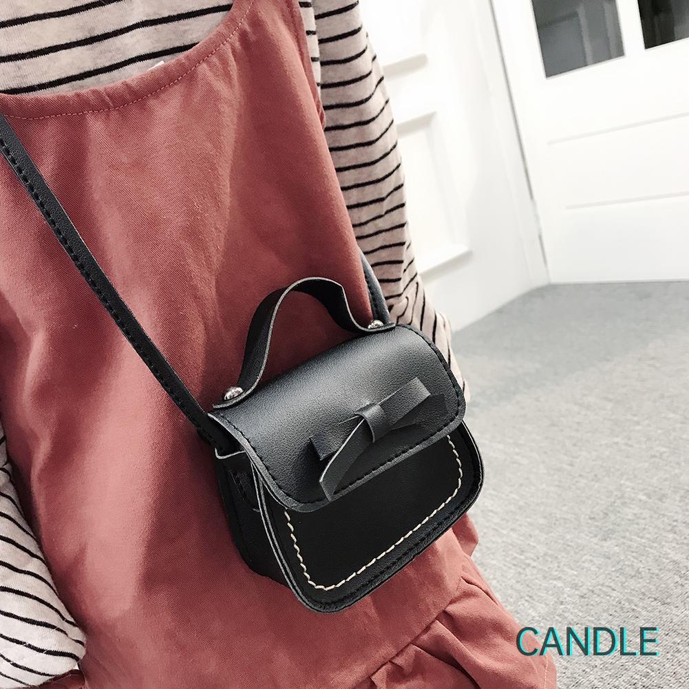 Túi Đeo Chéo Da Pu Phối Nơ Xinh Xắn Cho Bé Gái