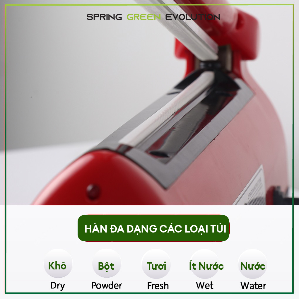 Máy hàn miệng túi đa năng HS30. Dùng để hàn miệng được mọi loại túi. Tốc độ cao, dùng liên tục 24/7. Hàng chính hãng SGE Thailand nhập khẩu