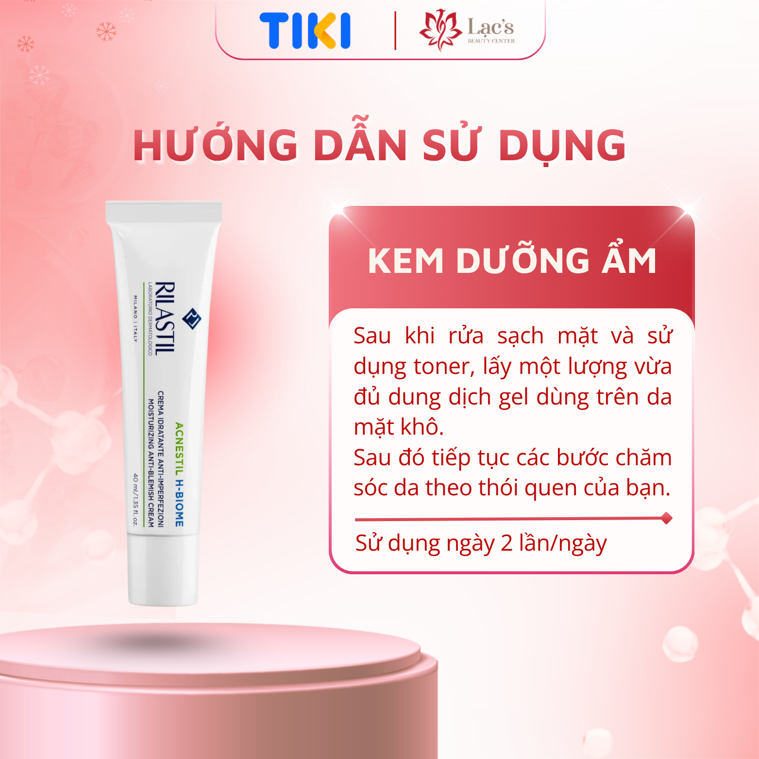 Kem dưỡng ẩm, kiềm dầu và phục hồi dành cho da dầu mụn Rilastil Acnestil H-Biome 40ml