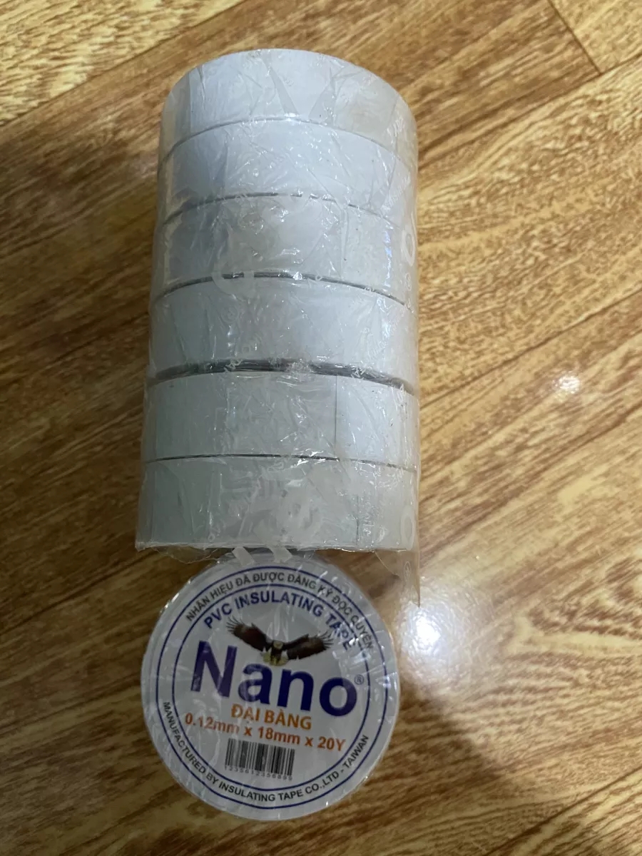 Băng keo cách điện NANOCO 18M-20Y màu trắng