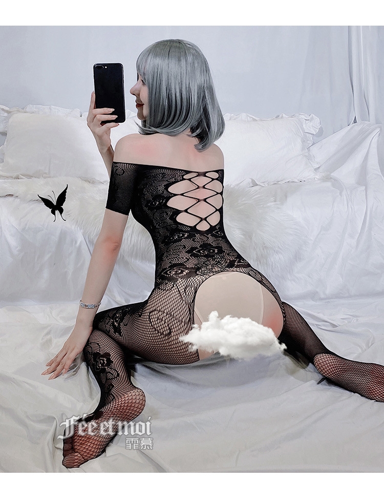 Đồ ngủ nữ sexy quyến rũ bodystocking đan ngực cộc tay quần dài
