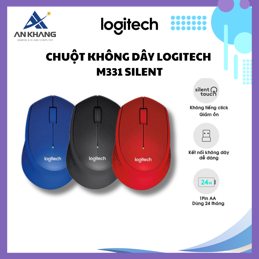 Chuột Không Dây Logitech M331 Silent - Đen - Hàng Chính Hãng