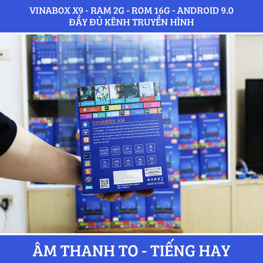 VinaBox X9 (New 2021) - Ram 2G/16G-  Android 9.0 - Siêu Phẩm Trở Lại Cấu Hinh Vượt Trội - Chất Lượng Bền Lâu - Hàng Chính Hãng