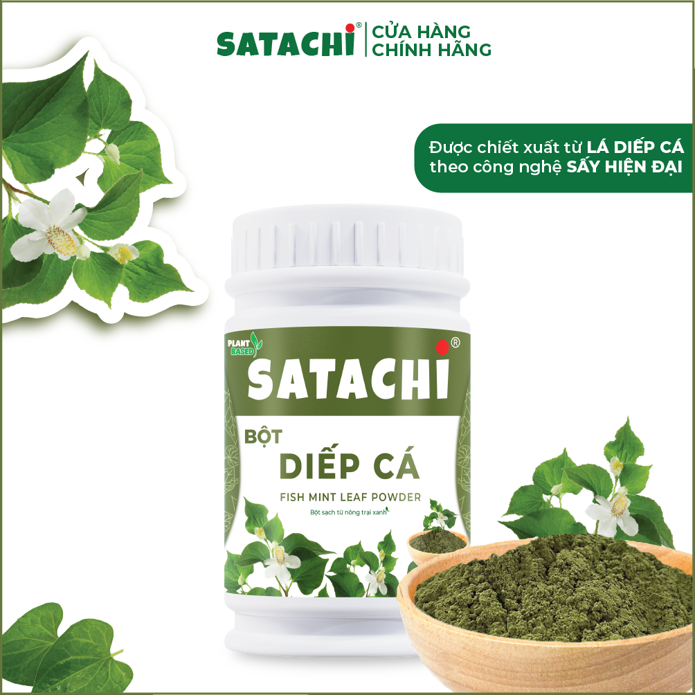Bột Diếp Cá SATACHI nguyên chất. Thanh lọc cơ thể, người bị trĩ và táo bón sử dụng hiệu quả, làm mặt nạ dưỡng da, trị mụn. Hộp 258g