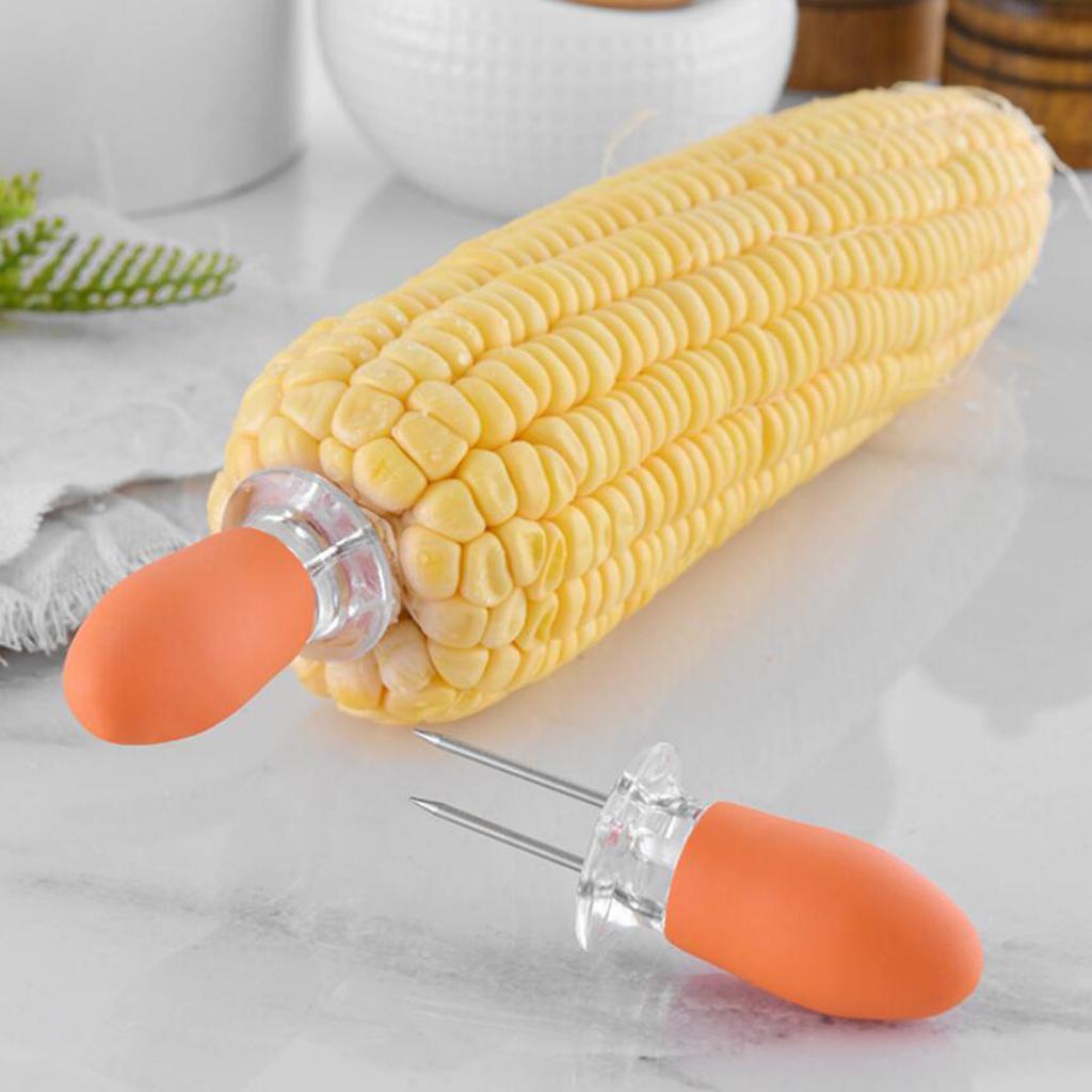 4 Pieces Heat Resistant Corn Holders Corn on the Cob Skewers Prong Forks for