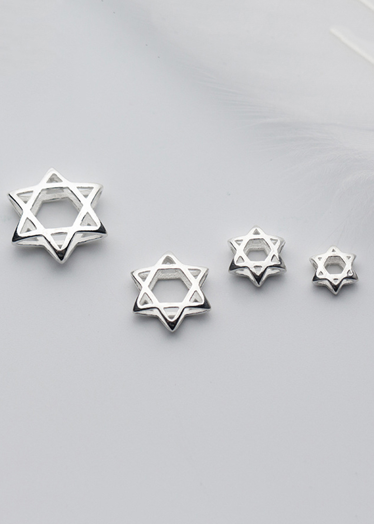 Combo charm bạc lồng hạt hình sao sáu cánh - Ngọc Quý Gemstones