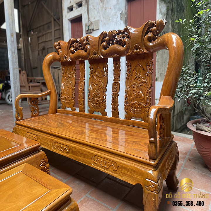 Bàn ghế minh quốc đào gỗ lim xanh nam phi tay 10 phù hợp nhà nhỏ gọn