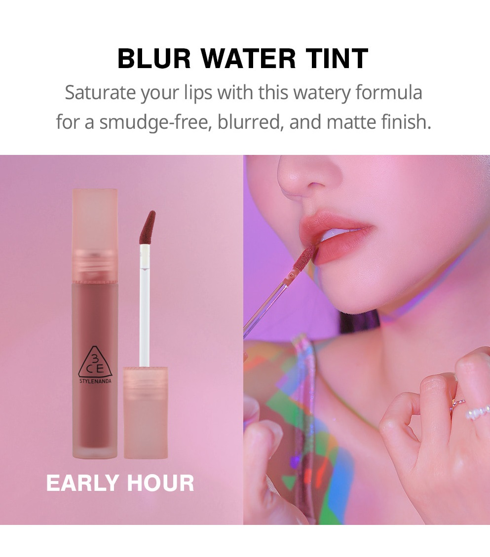 Son Kem 3CE Phiên Bản 3CE BLUR WATER TINT #EARLY HOUR Tone Hồng Hoa Cà Cho Làn Môi Mềm Mại Quyến Rũ