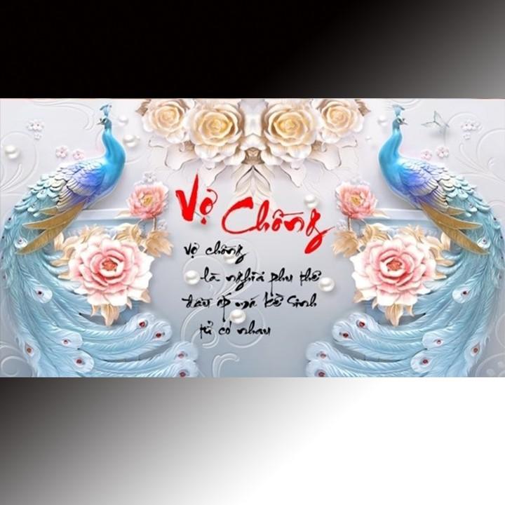 Tranh thêu vợ chồng công xanh LV3131 - kích thước: 63 * 43cm.