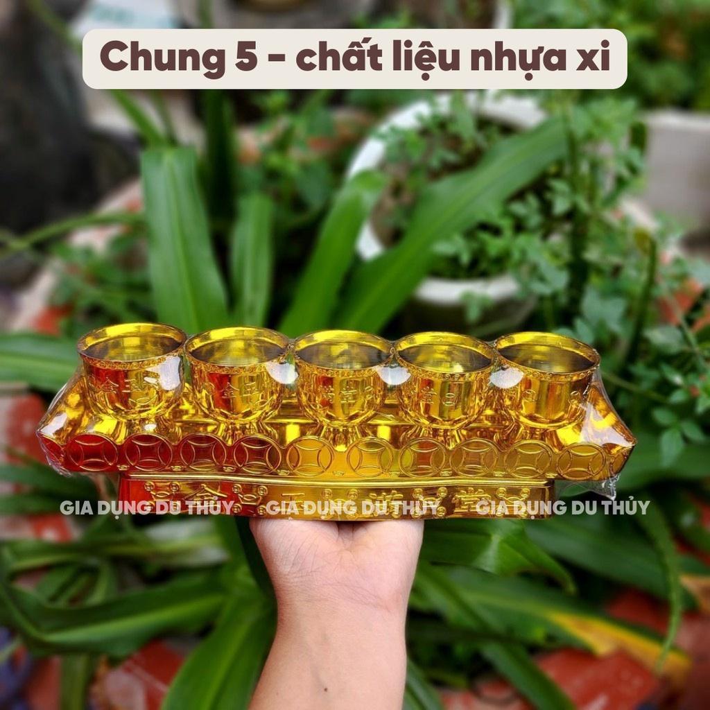 Chung nước cúng bàn thờ màu đỏ, màu vàng, loại 3 ly và 5 ly của gia dụng Du Thủy