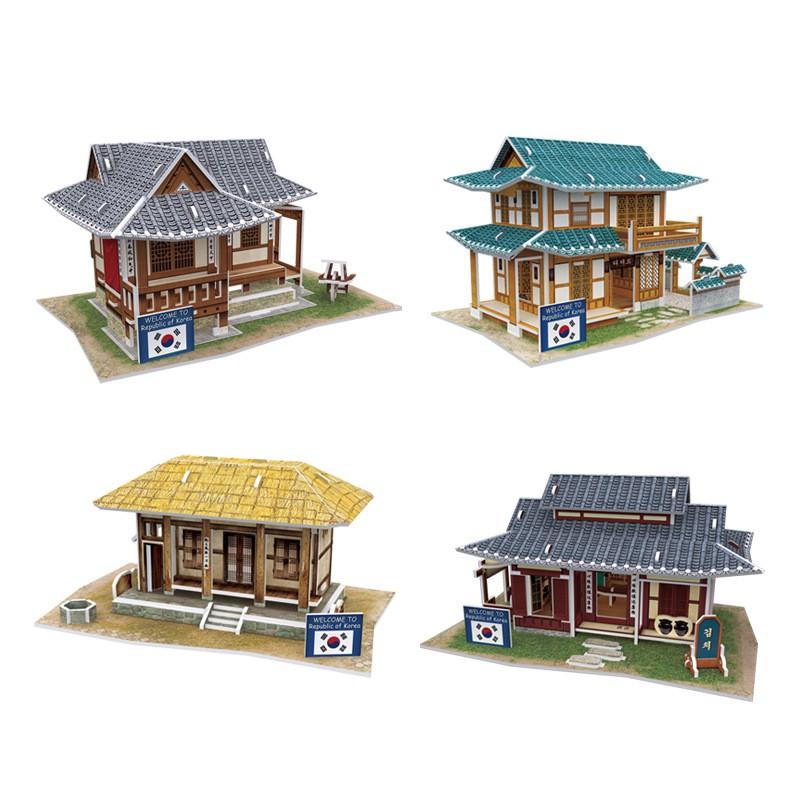 Mô hình giấy 3D - Bộ nhà truyền thống Hàn Quốc - Kimchi house- W3159h