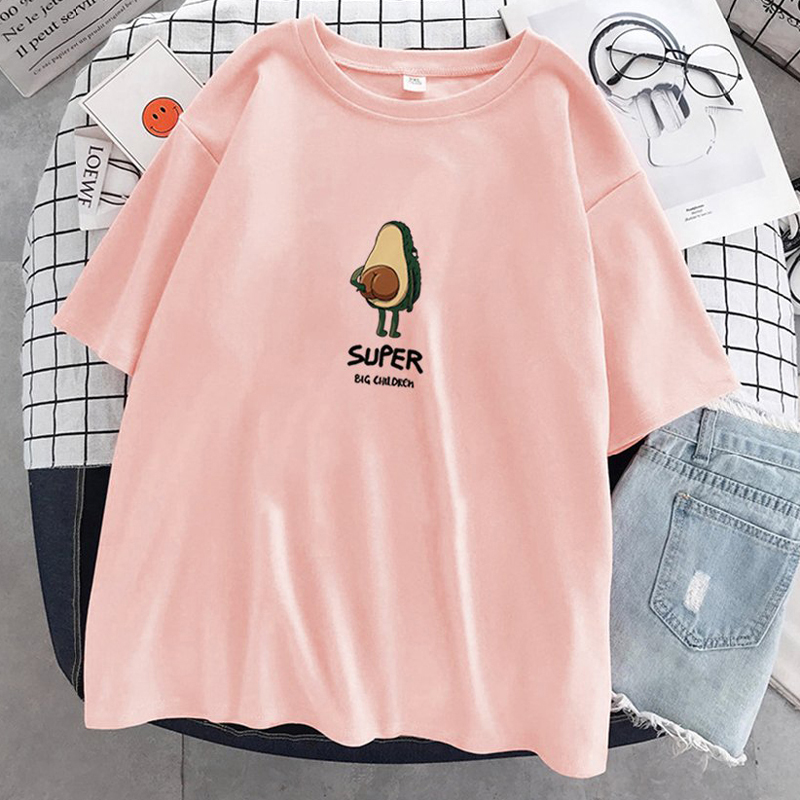 Áo Thun Nữ Unisex Tay Lỡ In Trái Bơ SUPER Siêu Cute