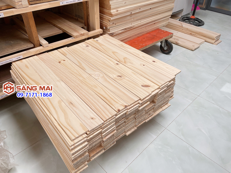Tấm gỗ thông mặt rộng 10cm x dày 1cm x dài 80cm + láng mịn 4 mặt